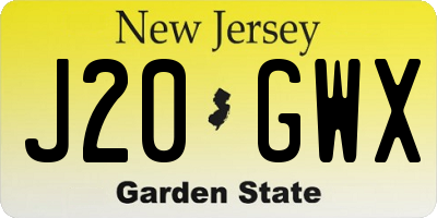 NJ license plate J20GWX