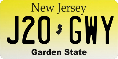 NJ license plate J20GWY