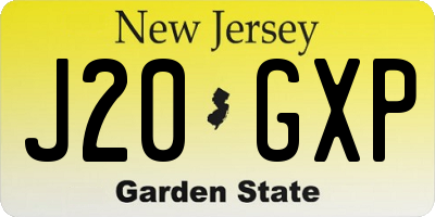 NJ license plate J20GXP