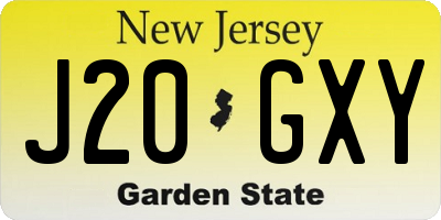 NJ license plate J20GXY