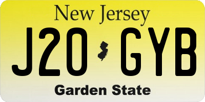 NJ license plate J20GYB