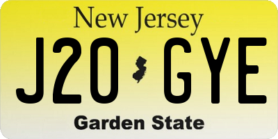 NJ license plate J20GYE