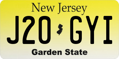 NJ license plate J20GYI