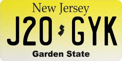 NJ license plate J20GYK