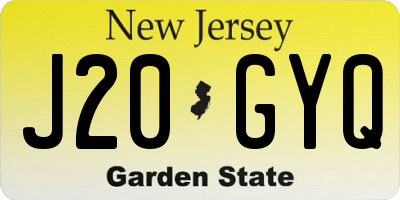 NJ license plate J20GYQ