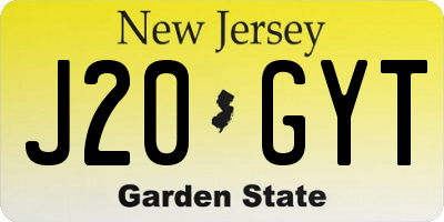 NJ license plate J20GYT