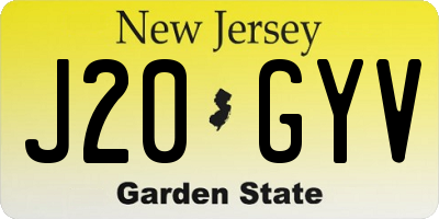 NJ license plate J20GYV