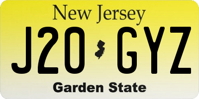 NJ license plate J20GYZ