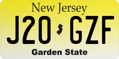 NJ license plate J20GZF