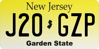 NJ license plate J20GZP