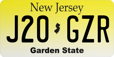 NJ license plate J20GZR