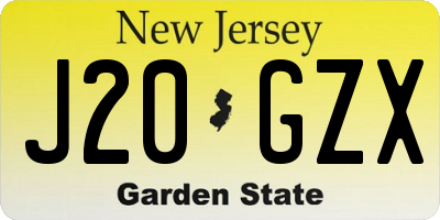 NJ license plate J20GZX