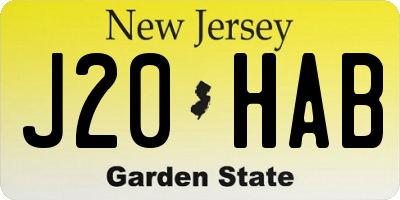 NJ license plate J20HAB
