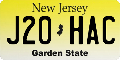 NJ license plate J20HAC