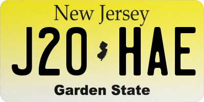NJ license plate J20HAE