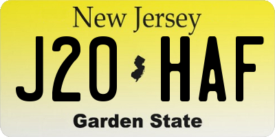 NJ license plate J20HAF
