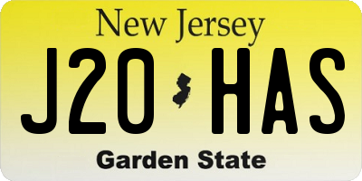 NJ license plate J20HAS