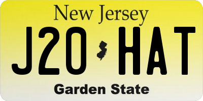 NJ license plate J20HAT