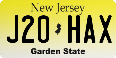 NJ license plate J20HAX