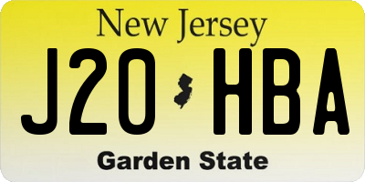 NJ license plate J20HBA