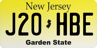 NJ license plate J20HBE