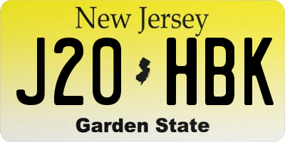 NJ license plate J20HBK