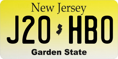 NJ license plate J20HBO
