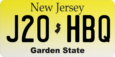 NJ license plate J20HBQ