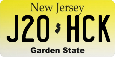 NJ license plate J20HCK