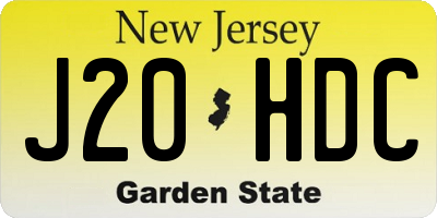 NJ license plate J20HDC