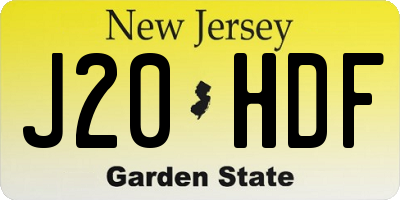 NJ license plate J20HDF