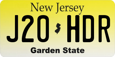NJ license plate J20HDR