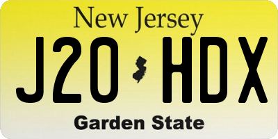 NJ license plate J20HDX