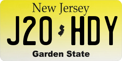 NJ license plate J20HDY