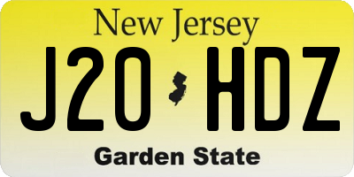 NJ license plate J20HDZ