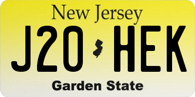 NJ license plate J20HEK