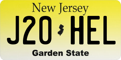NJ license plate J20HEL