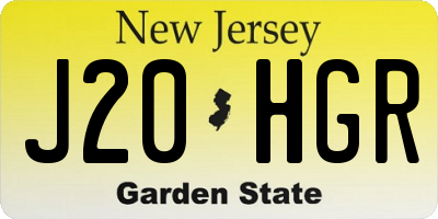 NJ license plate J20HGR