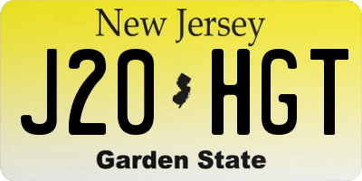 NJ license plate J20HGT