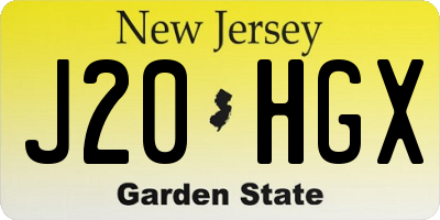 NJ license plate J20HGX