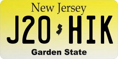 NJ license plate J20HIK