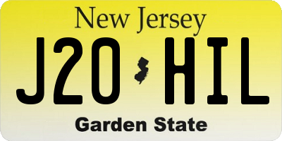 NJ license plate J20HIL