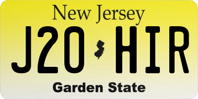 NJ license plate J20HIR