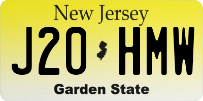 NJ license plate J20HMW