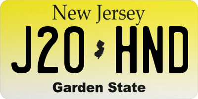 NJ license plate J20HND