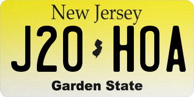 NJ license plate J20HOA