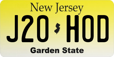 NJ license plate J20HOD