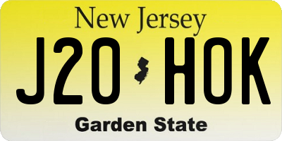 NJ license plate J20HOK