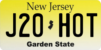 NJ license plate J20HOT