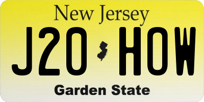 NJ license plate J20HOW